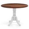 Solid Wood Round 40-inch Kitchen Dining Table with White Legs and Brown Top