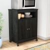 Black Utility Cart / Kitchen Microwave Cart with Casters