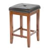 Set of 2 - 24-inch High Cherry Bar Stools w/ Cushion Faux Leather Seat