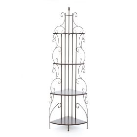 Ornate 4-Tier Metal Corner Bakers Rack Kitchen Dining Shelf