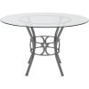 Round 48-inch Glass Top Dining Table with Silver Metal Frame