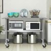 Stainless Steel 4ft x 2ft Kitchen Cart Table on Wheels with Adjustable Shelf