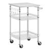 Compact Kitchen Cart with Stainless Steel Top and 2 Bottom Storage Shelves