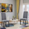 Set of 2 Modern Grey Fabric Upholstered Dining Chair with Black Wood Legs