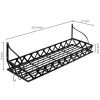 Black Metal Rectangular Wall Mounted Kitchen Pot Rack with 12 Hanging Hooks