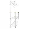 Carbon Steel Kitchen Bakers Rack with MDF Wood Shelf and Hanging Bar with Hooks