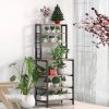 Modern Industrial Metal Wood Kitchen Baker's Rack Shelf Microwave Stand