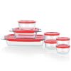 14-Piece Glass Bakeware Food Storage Container Set with Red Plastic Lids