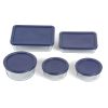 10-Piece Glass Bakeware Food Storage Set with Blue Plastic Lids Dishwasher Safe