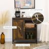 Farmhouse Buffet Cabinet Sideboard with Sliding Door in Rustic Brown Wood Finish