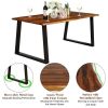 Modern Indoor Outdoor Metal Frame Wood Top Patio or Kitchen Dining Table