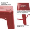 Set of 4 - 24-in. Indoor/Outdoor Backless Stacking Red Metal Barstools