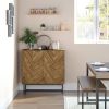 Modern Entryway Sideboard Buffet Dining Storage Cabinet in Walnut Wood Finish