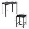 Modern 3-Piece Dining Set Black Faux Marble Table-Top and 2 Black Chairs Stools