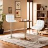 Set of 2- White Faux Leather Barstool with Low Back Swivel Seat