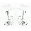 Set of 2 - Modern Chrome Air Lift Swivel Bar Stool with White Seat