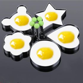 Stainless Steel Egg & Pancake Rings – 5 Shape Mold Set with Handle for Frying