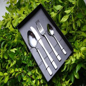 4 Piece Flatware Set Silverware Stainless Steel Including Fork Spoons Knife Cutlery with Gift Box