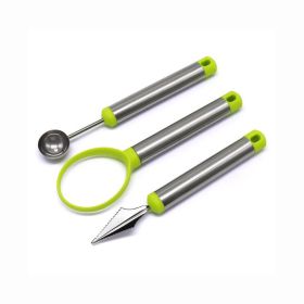 3-in-1 Melon Baller, Fruit Peeler & Carving Knife – Stainless Steel Kitchen Tool for Fruits, Ice Cream, and Cookie Dough