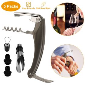 5-Piece Wine Bottle Opener Set – Corkscrew, Pourer, Stopper & Vacuum Pump Kit