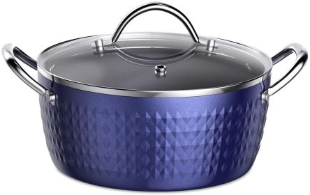 Blue Nonstick Soup Pot with Lid, 3.7 Qt