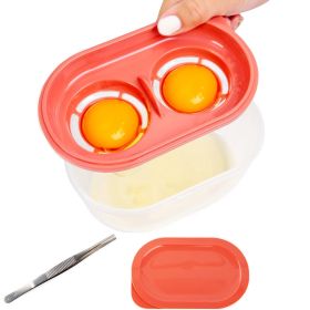 4-in-1 Egg Separator Set with Egg Cracker, Food Container, and Shell Tweezer – Pink