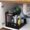 2 Tier Under Sink Organizers Pull Out Under Cabinet Basket Storage Shelf Sliding Drawer for Kitchen Bathroom