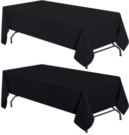 2 Pack Black Kitchen Table Cloth for Folding Table 4ft Rectangle 60x84 in Tablecloth Set Stain and Wrinkle Resistant Washable Polyester Table Cover fo