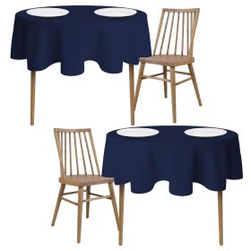 2 Pack Navy Round Tablecloths 60 Inch for 20-48 in Tables 200 GSM Premium Quality Textured Washable Polyester Fabric Table Cloth [60'' is Not Table Si