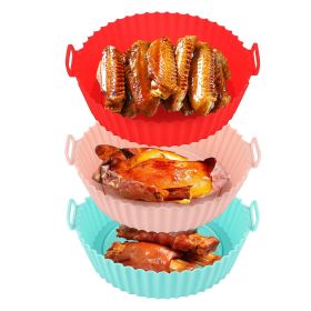 3Pcs Reusable Foldbale Air Fryer Silicone Pot 464°F Heat Resistant Round Replacement of Parchment Liners 3 Food Grade Baking Basket Pans for 4+Quart