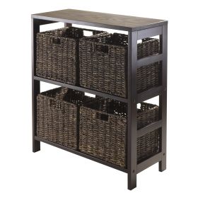 Granville 5pc Storage Shelf with 4 Foldable Baskets; Espresso