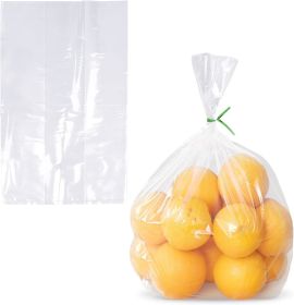 Pack of 100 Clear Gusseted Poly Bags 10 x 8 x 20 Clear Polyethylene Bags 10x8x20 Expandable Side Gusset Extra Large Bags; Thickness 2 Mil for Food Ser