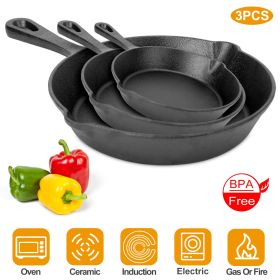 3-Piece Pre-Seasoned Cast Iron Skillet Set – Non-Stick, Oven Safe, 6/8/10 Inch Frying Pans