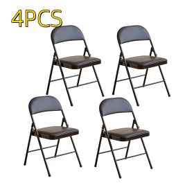 4pcs Metal Folding Chairs for Parties and Weddings, Commercial Event Chairs with Padded Seats, 300-lb. Static Weight Capacity, Black