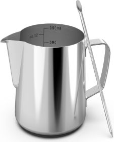 Mooye 12 oz Stainless Steel Milk Frother Maker, 350ml Milk Frother Cup Stainless Steel Espresso Cup