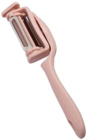 3-in-1 Stainless Steel Rotary Peeler – Straight, Serrated, and Julienne with Plastic Handle (Color: Pink)