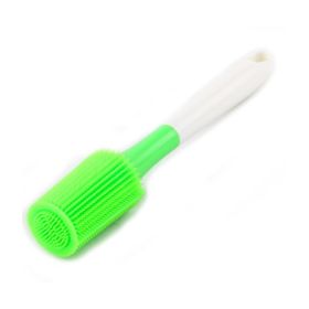 Silicone Bottle Cleaning Brush – Long Handle for Glass, Thermos & Coffee Mugs (Color: Green)