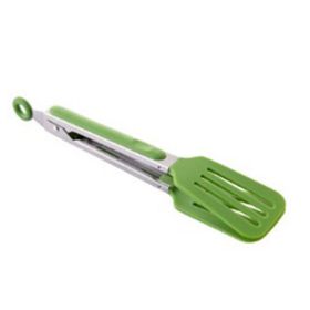 Spatula Tong Kitchen Tongs Stainless Steel Silicone Heat Resistant with Locking Handle Joint (Color: Green)