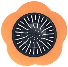 Flower Shaped Kitchen Sink Strainer, Bathtub Drainer, 4.5inch Diameter (Color: Orange)