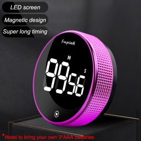 Magnetic Rotary Kitchen Timer – Digital Countdown Alarm & Stopwatch for Cooking and Study (Ships From: China, Color: Upgrade purple)