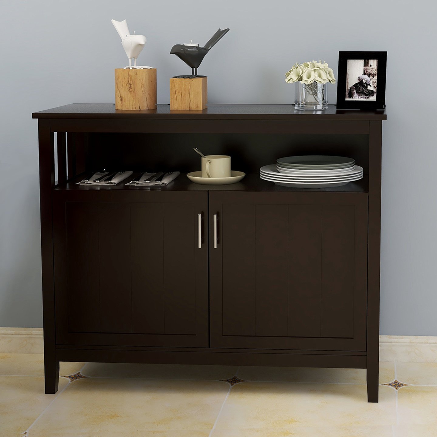 Free shipping Kitchen Storage Sideboard Dining Buffet Server Cabinet Cupboard; Free Standing Storage Chest with 2 Level Cabinets and Open Shelf; Adjus Free shipping Kitchen Storage Sideboard Dining Buffet Server Cabinet Cupboard; Free Standing Storage Chest with 2 Level Cabinets and Open Shelf; Adjus